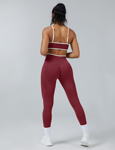 Ensemble de yoga décontracté d'hiver 2 pièces pour femmes, vente en gros, haute qualité, 100 % coton, vêtements de sport et de fitness, motif uni, respirant - Product Image 3