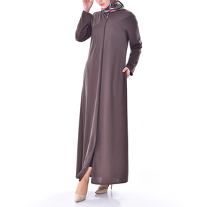 อาบายาสำหรับผู้หญิงมุสลิมสีพื้นมีกระเป๋าเสื้อผ้าอิสลามชุดมุสลิม - Product Image 2