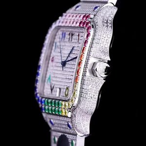 นาฬิกาข้อมือผู้ชายคุณภาพสูง ประดับเพชรเต็มหน้าปัด ชุบสี หน้าปัดแบบอารบิก ผ่านการทดสอบเพชรโมอิสซาไนต์ ระบบออโตเมติก - Product Image 5