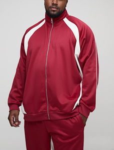 OEM/ODM survêtement pour hommes ensemble de 2 pièces à épaules tombantes baggy fit colour block logo brodé personnalisé streetwear hip hop survêtement homme - Product Image 3