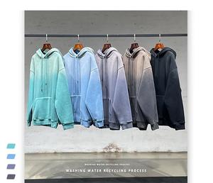 Sweat à capuche personnalisé en gros, surdimensionné, délavé à l'acide, avec strass, impression numérique, streetwear vintage pour l'hiver - Product Image 6