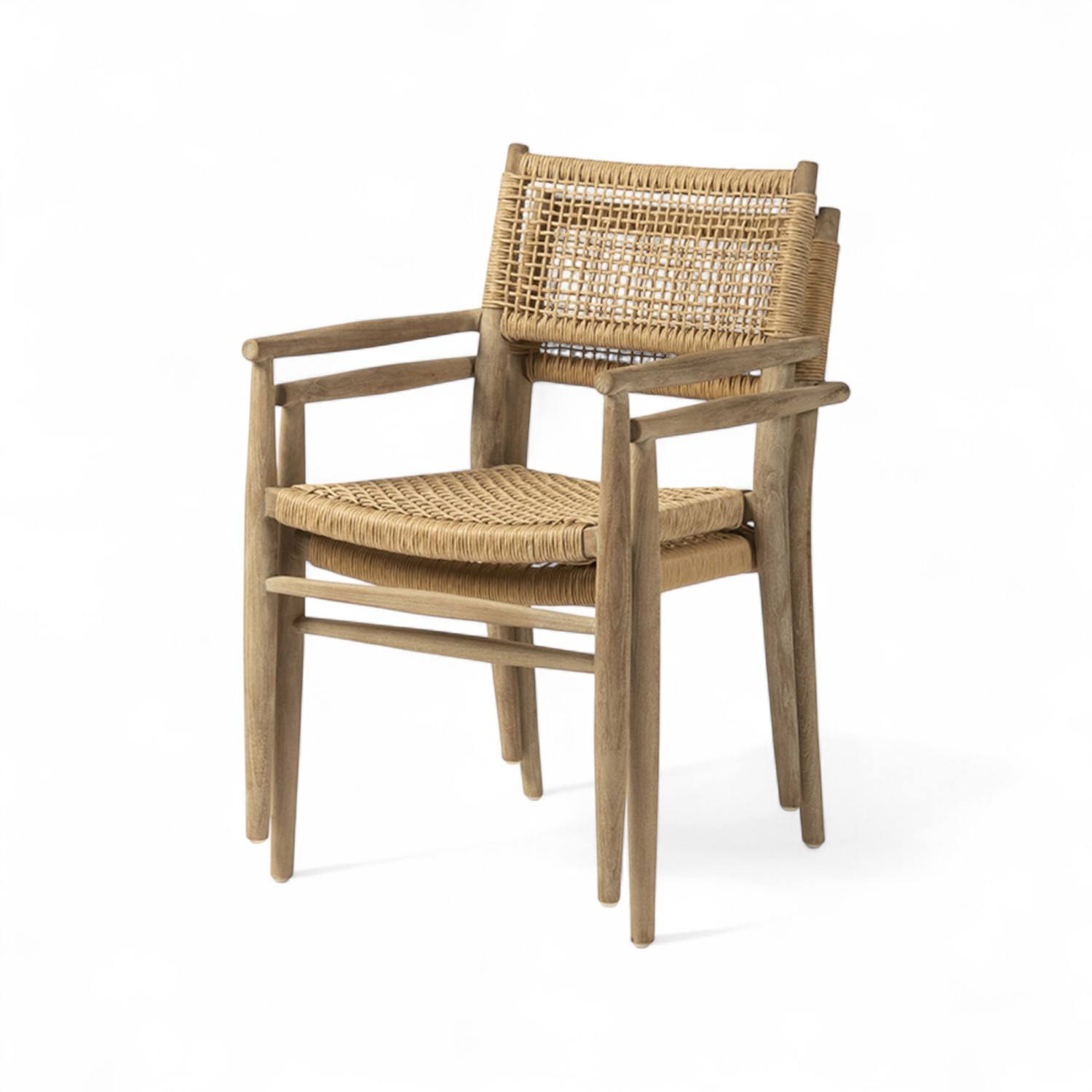 Rústico de teca gris con PE mimbre-sin cojín