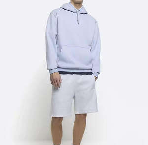 Pull-over lourd unisexe personnalisé avec cordon de serrage Sweats à capuche bleus brodés en coton et polyester de haute qualité pour hommes - Product Image 2