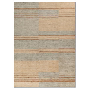 Alfombra de Lana Tesoro Gold Tejida a Mano, Alfombra Rectangular de Viscosa de 10 mm con Rayas, Diseño AUBUSSON para Uso en el Hogar y el Pasillo -Hwl-502 - Product Image 1