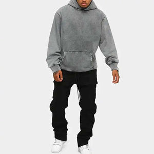 Sweat à capuche surdimensionné en coton épais et éponge 440G personnalisé, sweat à capuche vierge, poids lourd, lavé à l'acide, sweats à capuche pour hommes - Product Image 3