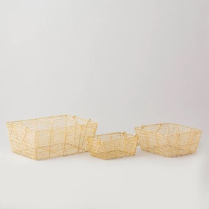 Vaisselle et ustensiles de cuisine en métal nickelé forme carrée avec emboîtement en fil métallique paniers de rangement polyvalents de haute qualité avec lot de 3 - Product Image 2