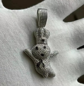 จี้ฮิปฮอปการ์ตูนน่ารัก925สเตอร์ลิงเงินจี้ฮิปฮอปทรงกลมตัดแลปปลูกเพชร VVS ของขวัญที่สมบูรณ์แบบจี้เสน่ห์ - Product Image 3