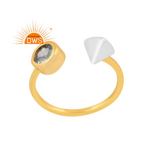 Anillo de Aguamarina natural chapado en oro de 18k, joyería fina, hecho a mano - Product Image 1