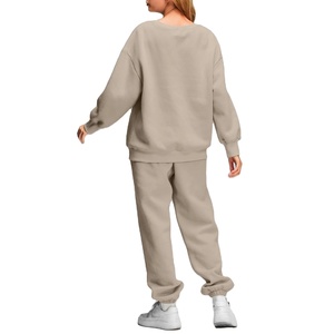 Ensemble de survêtement en molleton brodé surdimensionné en coton épais avec imprimé Faith pour femme, taille plus, ensemble jogging pour femme - Product Image 2