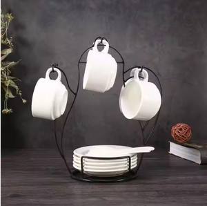 Tasse à café en forme de bouilloire en fil métallique vintage support d'arbre à double niveau pour garde-manger de comptoir utilisation pour verres à café tasses épices - Product Image 1