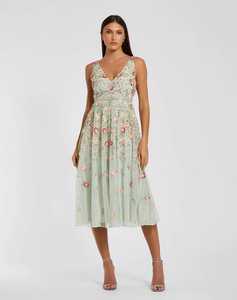 Vestido de satén de rosas rojas con escote en V para fiestas formales Bodas Proms Reuniones - Product Image 5