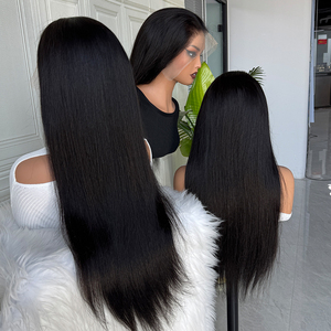Peluca de Cabello Humano Liso Vietnamita Negro Natural 13x4 con Encaje Frontal, Suave y Sedoso, Línea de Cabello Pre-Desplumada - Product Image 1