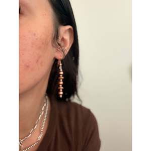 Vintage Navajo Strung Copper Graduated <b>Machine</b> Made Pearls Drop Dangle Earrings with <b>Ball</b> Shape <b>Ball</b> Pattern - Product Image 2