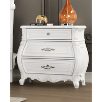 Ensemble de chambre à coucher traditionnel Queen en bois massif avec cadre en bois d'acajou finition blanche de haute qualité pour usage intérieur