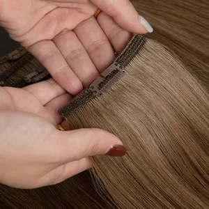 Produsen Qingdao 12-26 inci tersedia menerima pesanan khusus jepit rambut mentah reguler dalam klip perpanjangan rambut