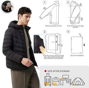 เสื้อแจ็กเก็ตบอมเบอร์ผู้ชายทำจากผ้าขนสัตว์แบบไฮสตรีทสำหรับฤดูหนาวเสื้อขนเป็ดน้ำหนักเบามีฮู้ดคอตั้งขนาด XL - Product Image 3