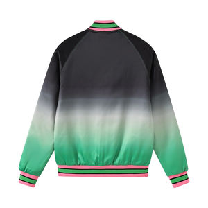 Blouson bomber en satin noir ombré avec lettrage brodé de sororité/fraternité grecque - Product Image 2