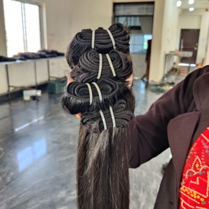 เครื่องต่อผมมนุษย์สำหรับต่อผมตรงเส้นด้ายสองชั้นแบบไม่หลุดร่วงเครื่องจัดแนวหนังกำพร้าดิบแบบอินเดีย100% - Product Image 3