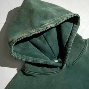 Heavyweight 450GSM Oversized Fit Hoodie Hommes Sun Fade Washed Recadrée Ourlet Brut Logo Personnalisé À Capuche Disponible En Stock Pour Hommes - Product Image 4