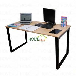 BNVCN78004 - Ensemble de table minimaliste moderne en bois de caoutchouc de 1,4 m x 70 cm avec pieds en fer 25x50 cm, assemblage requis - Product Image 1