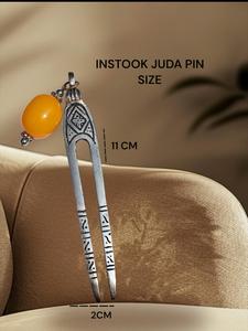 Judapin กิ๊บติดผมโลหะประดับลูกปัดสีแดงสำหรับเด็กหญิงและผู้หญิงจำนวน5นิ้วสีเงินแบบดั้งเดิมจากเยอรมัน