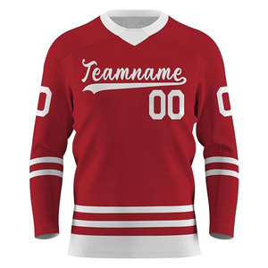 Maillot de hockey sur glace personnalisé, col en V, écologique, séchage rapide, polyester/coton, uniforme d'entraînement pour adultes unisexes - Product Image 3