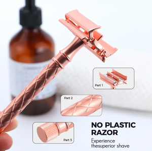 ANAAIF-Maquinilla de afeitar clásica tradicional de doble filo para hombre, maquinilla de afeitar de seguridad cromada y con hoja superior, latón, acero inoxidable - Product Image 5