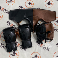 Gants de MMA personnalisés OEM, couleur noir et marron, ensemble de sparring de boxe, cuir de vache respirant, arts martiaux, entraînement de kickboxing