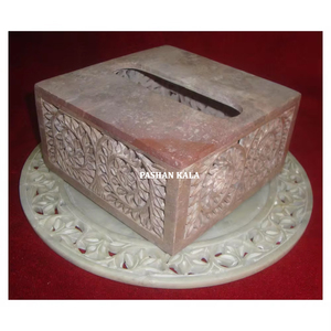 Boîte à mouchoirs carrée en stéatite naturelle faite à la main la plus belle et la plus exclusive pour le bureau, les hôtels et les entreprises - Product Image 1