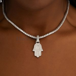 Joyería de Hip Hop, Collar personalizado helado, colgante de Moissanite Hamsa, colgante de plata 925 VVS Mossanite para mujer - Product Image 1