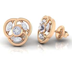 ต่างหูเพชรแท้ทรงดอกไม้ ทองคำ 18K รับรองโดย GIA (IJ-SI GH-SI EF-SI) ดีไซน์ทันสมัย สีขาว โรสโกลด์ และเยลโลว์โกลด์ เหมาะสำหรับงานหมั้น - Product Image 3