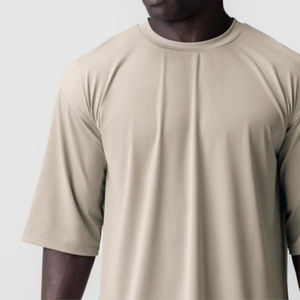 Nueva llegada camisetas de gran tamaño para hombre 250 GSM 100% algodón orgánico transpirable de punto hombro caído Unisex personalizar diseño impreso - Product Image 6