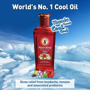 Navratna 100% Aceite fresco Ayurvédico Combinación de 9 hierbas ayurvédicas 500ml Emami Navratna Aceite para el cabello a base de hierbas - Product Image 2