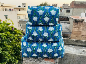 Vente en gros 2025 Vintage indien main bloc imprimé tissu matelassé avec grande trousse de toilette femmes coloré trousse de maquillage - Product Image 2