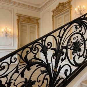 Rampe en fer forgé de style industriel, <span class=keywords><strong>garde</strong></span>-<span class=keywords><strong>corps</strong></span> en métal <span class=keywords><strong>noir</strong></span> mat pour escalier, balcon et design d'intérieur moderne - Product Image 2