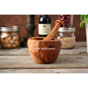 Mortero y Maja de fabricación india, herramienta de especias y hierbas hecha en madera de alta calidad para uso en cocina, exportación de suministros al por mayor a bajo precio - Product Image 3