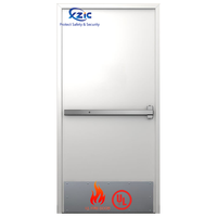 Porte coupe-feu en acier homologuée UL XZIC avec cadre, résistance au feu 1/2/3H, porte simple avec barre anti-panique, revêtement en poudre pour usine et hôpital