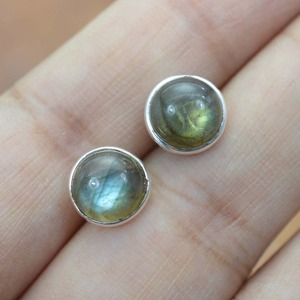 925 Sterling Silver Labradorite Gemstone <b>Stud</b> <b>Earrings</b> Jewelry Handmade Silver Boho Style <b>Earrings</b> Jewelry For Women Wedding - Product Image 3
