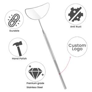 Miroir à cils de maquillage de grande taille avec poignée, forme de demi-lune argentée, couleur personnalisée, vente en gros, meilleure qualité, logo personnalisé - Product Image 2