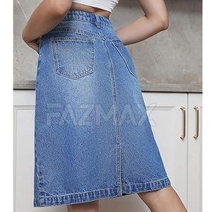 Fabricante profesional Mujer Jeans Falda 100% Algodón Cintura alta Mujer Jeans Falda para la venta - Product Image 2