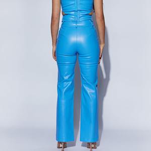 Pantalones Cargo de cuero de invierno para mujer, cintura elástica, hechos a medida, transpirables de alta calidad, de longitud completa - Product Image 5