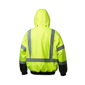 High Visibility Safety <b>Jacket</b> <b>Reflective</b> Zipper Hooded Sweatshirt for <b>Men</b> Work Construction - Product Image 3