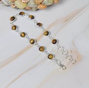 Pulsera de tenis ajustable de plata de ley 925 con ojo de tigre y 11 piedras, diseño de cierre, unisex, regalo certificado, joyería hecha a mano - Product Image 2