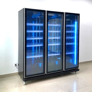 Réfrigérateur de présentation de boissons à refroidissement par ventilateur sans givre, double couche, verre trempé, 3 portes, pour bières - Product Image 1