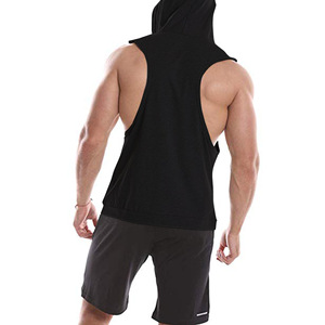 Men <b>Sleeveless</b> Hoodie Vest Gym Black Dyed Hoodie <b>Sleeveless</b> Printing Logo Gym Fitness Vest <b>Hoodies</b> Men's Deep Side Sleeve Cut - Product Image 5