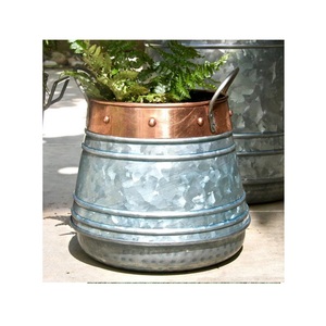 Antique Garden <b>Decorative</b> Metal Handles Galvanized Planter Garden home <b>decoration</b> outdoor indoor Supplies Plant Standing Pot - Product Image 4