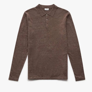 Camiseta Polo de punto OEM para hombre, superventas, hecha a medida con logotipo bordado, tela de Jersey de manga larga de Color liso informal - Product Image 2