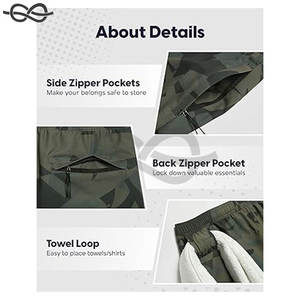 กางเกงขาสั้นวิ่งออกกำลังกายสำหรับผู้ชายแห้งเร็วมีกระเป๋ามีซิปไม่มีซับในระบายอากาศได้สำหรับออกกำลังกายในยิม - Product Image 4