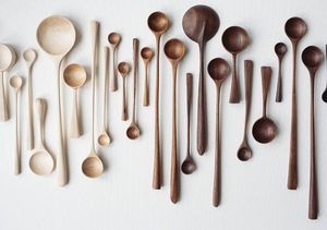 SOUPS Juego de utensilios de cocina de madera de teca natural o acacia con soporte para cuchara Juego de cucharas de cocina de madera y soporte para utensilios - Product Image 5