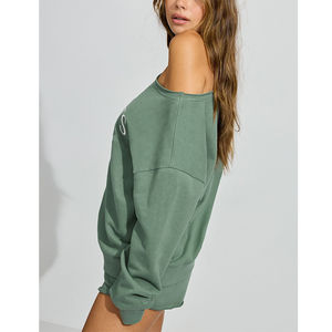 High Quality Oversized Drop Shoulder <b>Sweatshirt</b> <b>Long</b> Sleeve Cotton Terry Letter Printed Off Shoulder <b>Women</b> <b>Sweatshirt</b> - Product Image 5